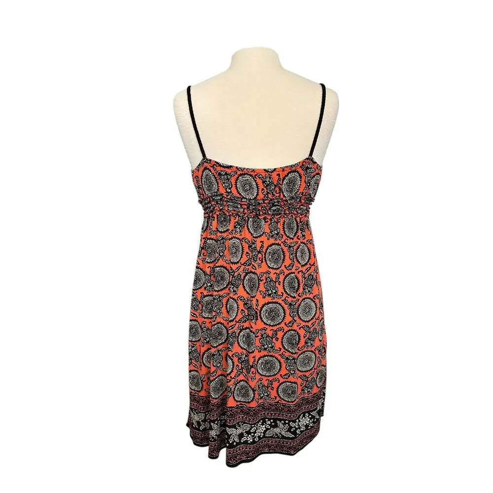 NEW Max Studio Sleeveless Dress Empire Waist Babydoll Geo Boho Stretch Medium